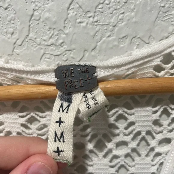 Free People Wild And Free Lace Back Wolf Tank Top - Picture 2 of 5